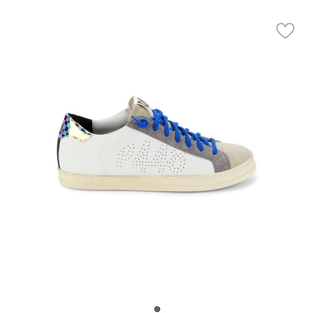 RARE P448 John white Checkered holograph iridescent blue lace 40 Sneaker - Picture 2 of 10